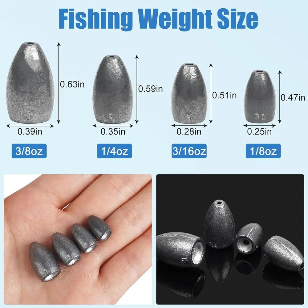 Bullet Style Fishing Sinkers Set For Freshwater And Saltwater Use
