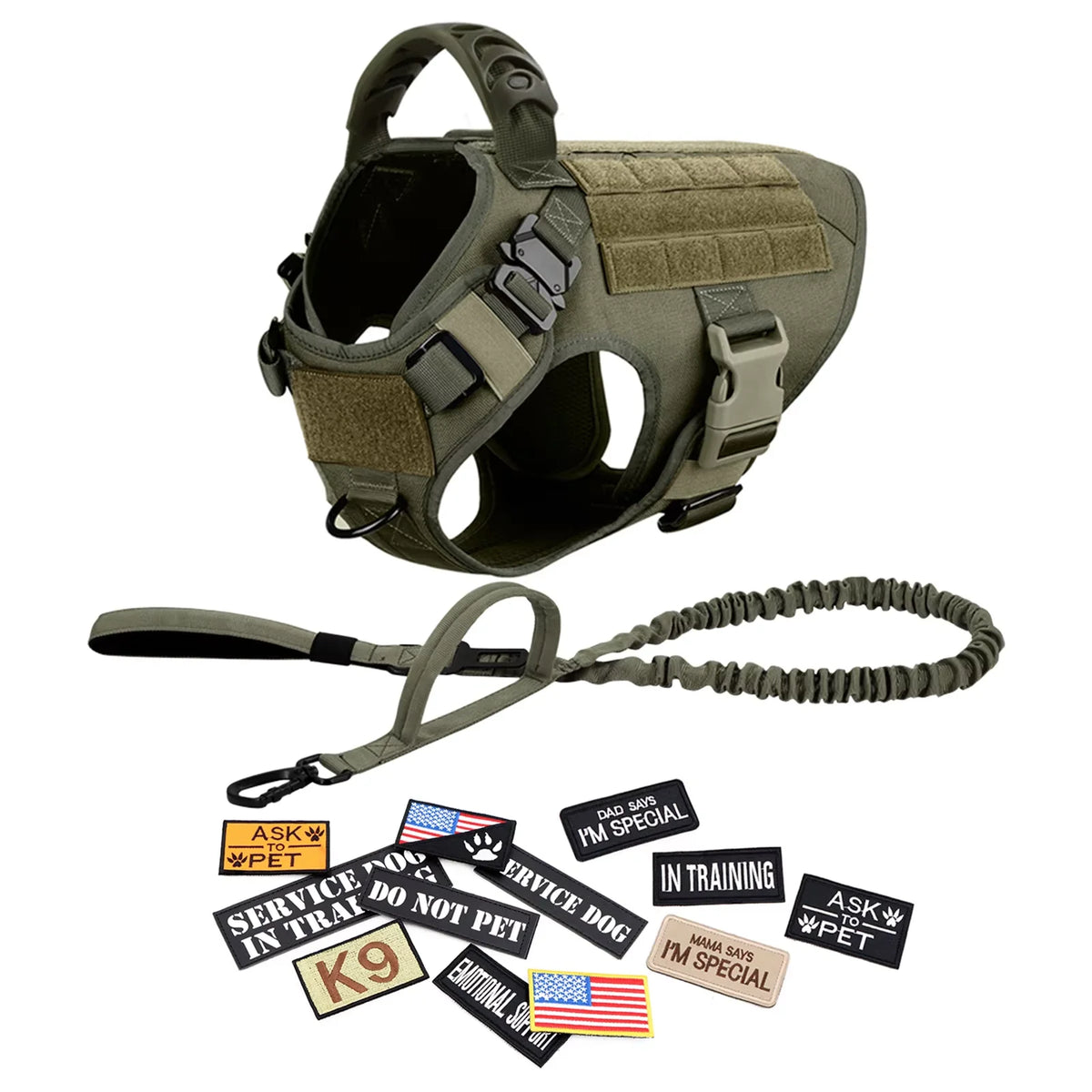 Petravel Tactical Nylon Dog Harness Vest And Leash Set