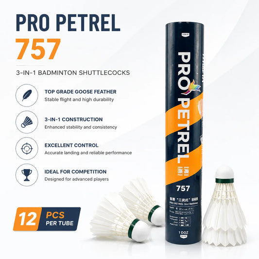 Pro Petrel 757 Hybrid Goose Feather Badminton Shuttlecocks for Training