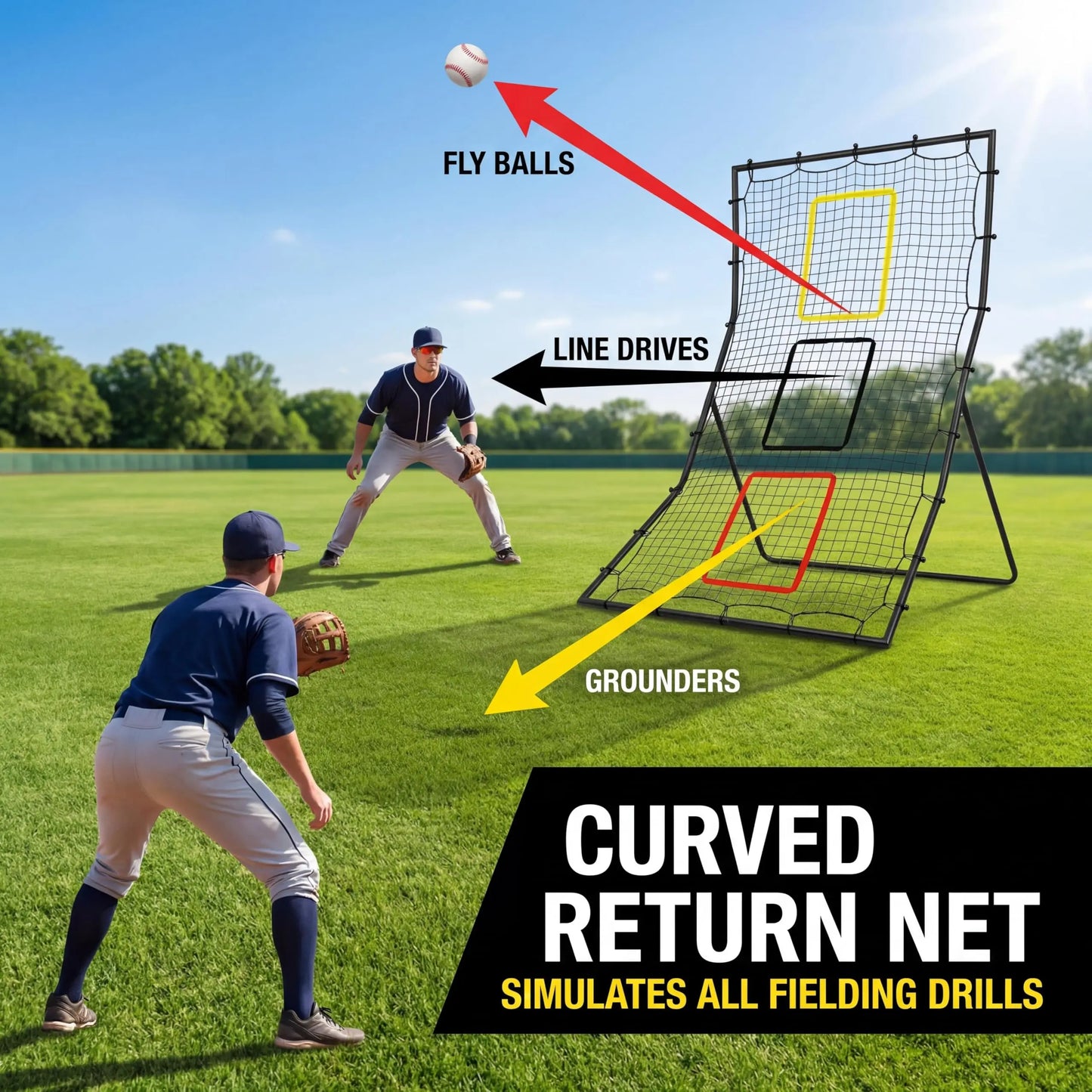 HiMISS Softball Back Net Rebounder With Strike Zone For Practice