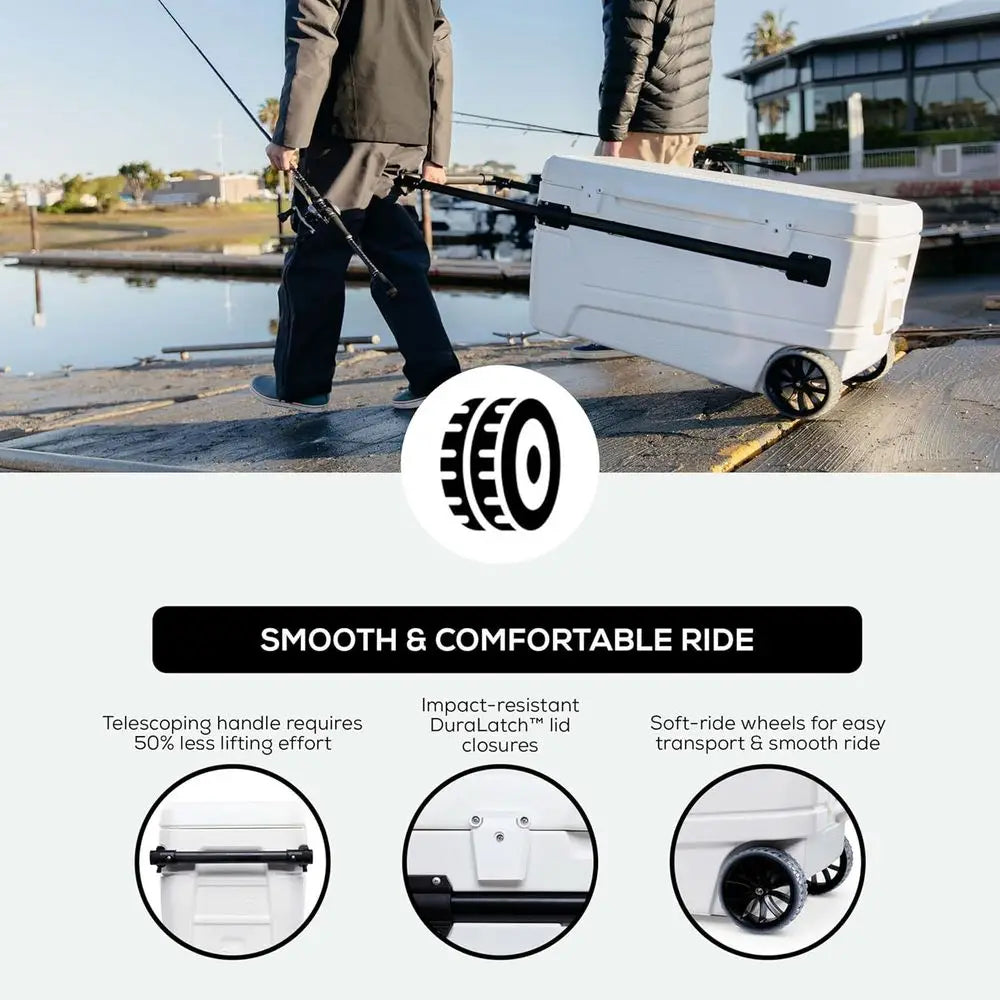 Wheeled Insulated Cooler With Hard Shell For Outdoor Adventures