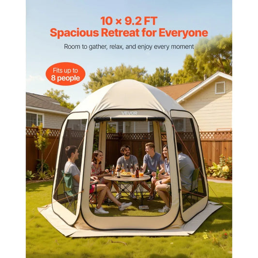 4-8 Person Pop Up Screen House Tent With Netting