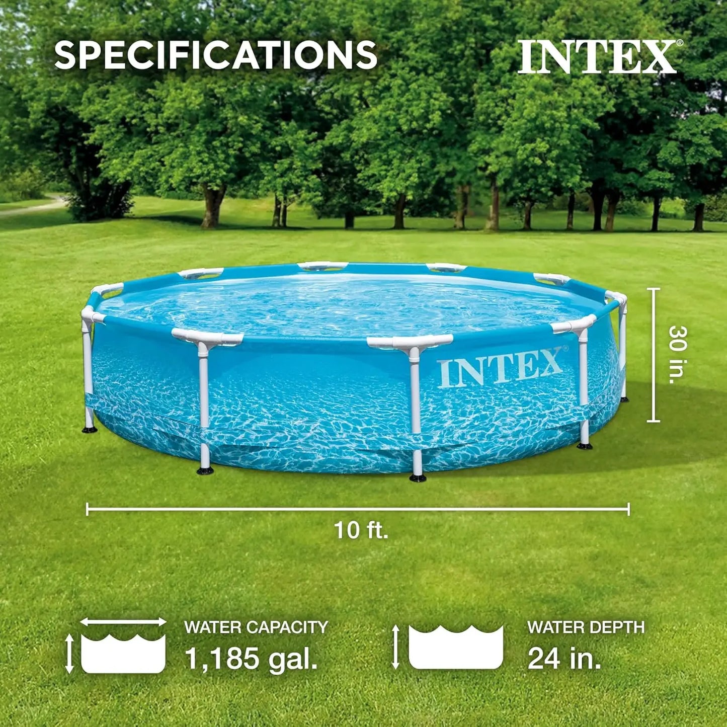 Large Round Above Ground Pool With Reinforced Sidewalls And Metal Frame