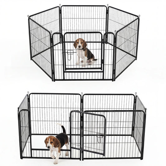 JHK Foldable Metal Dog Playpen For Indoor Outdoor Use Versatile