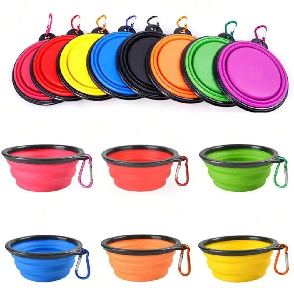Portable Folding Pet Dog Bowl With Carabiner For Travel