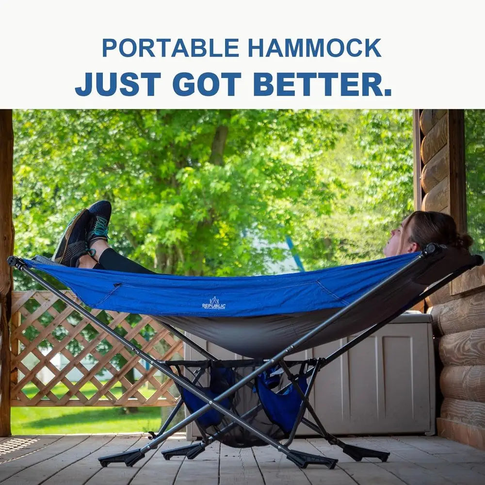 Portable Hammock With Stand For Outdoor Use And Backyard