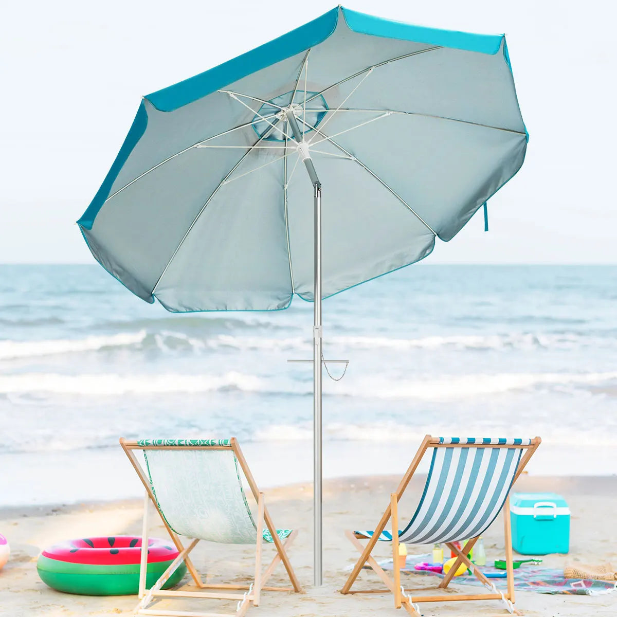 Homasis Portable Patio Beach Umbrella With Tilting Canopy