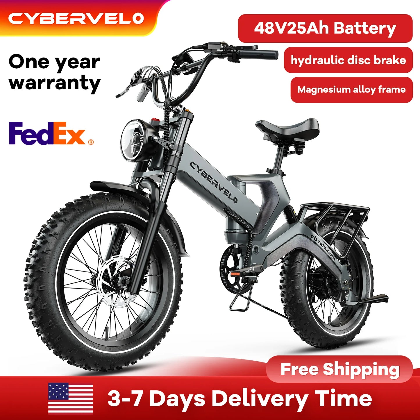 CYBERVELO 2000W Peak Folding Electric Bike for Adults