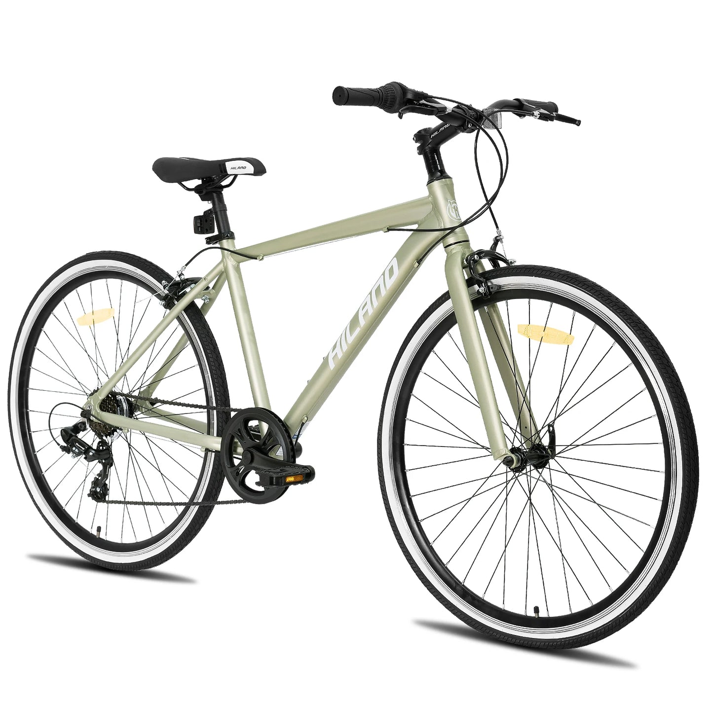 Hiland Hybrid Bikes Aluminum Frame 700C Wheels Shimano Drivetrain