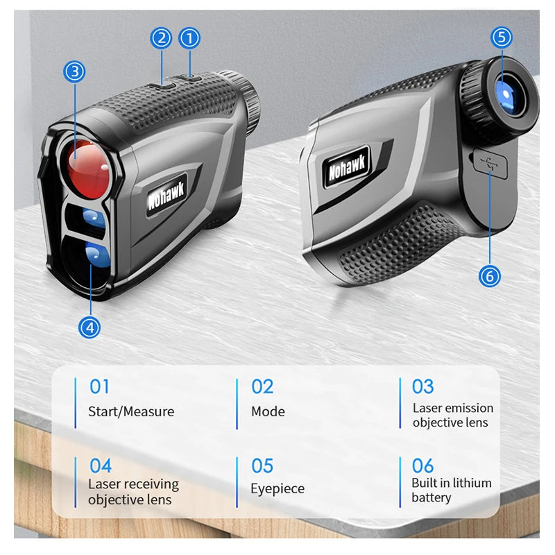 Nohawk Golf Rangefinder With Slope Compensation And Magnetic Flag Lock