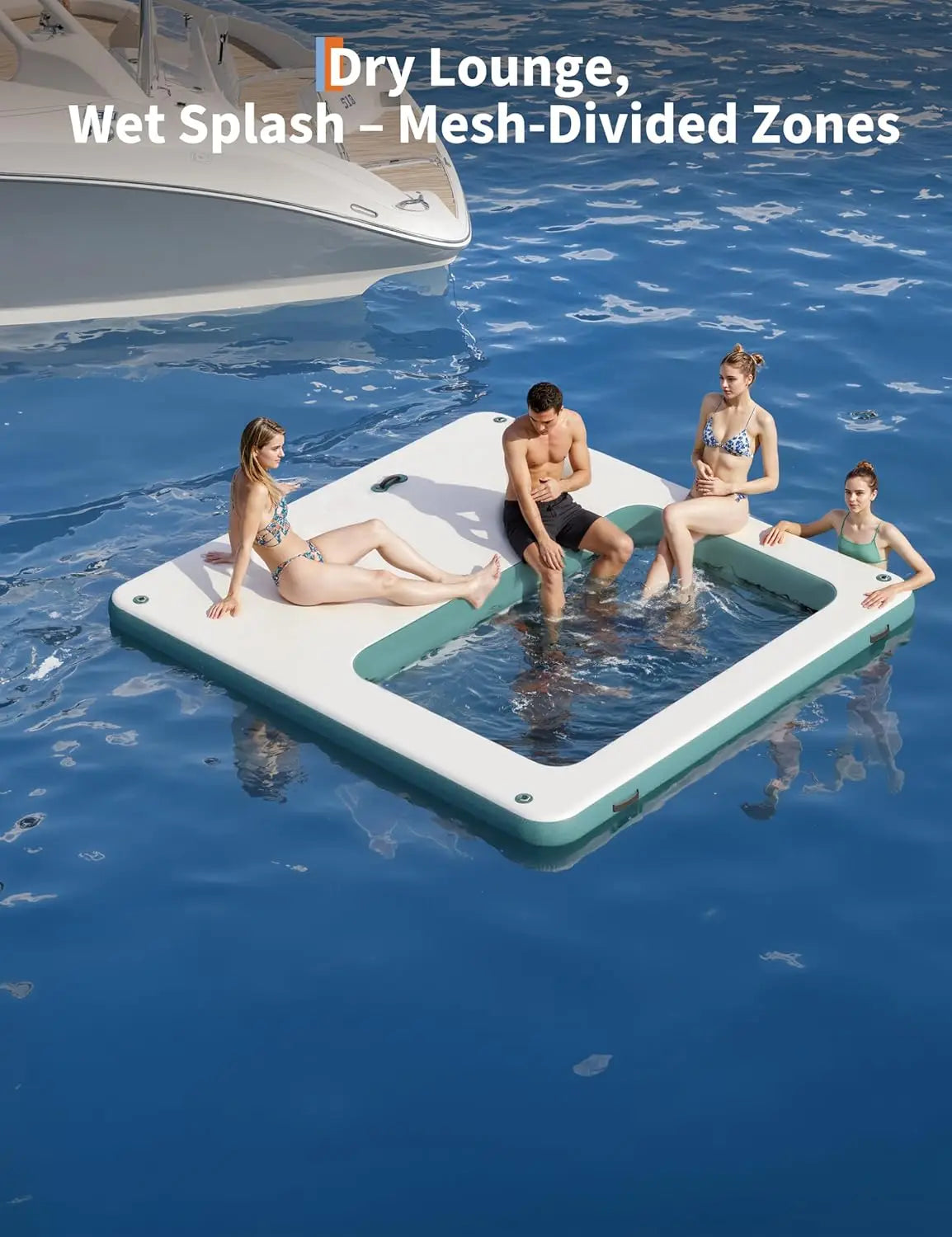 HiMISS Inflatable Floating Dock With Mesh Swim Area