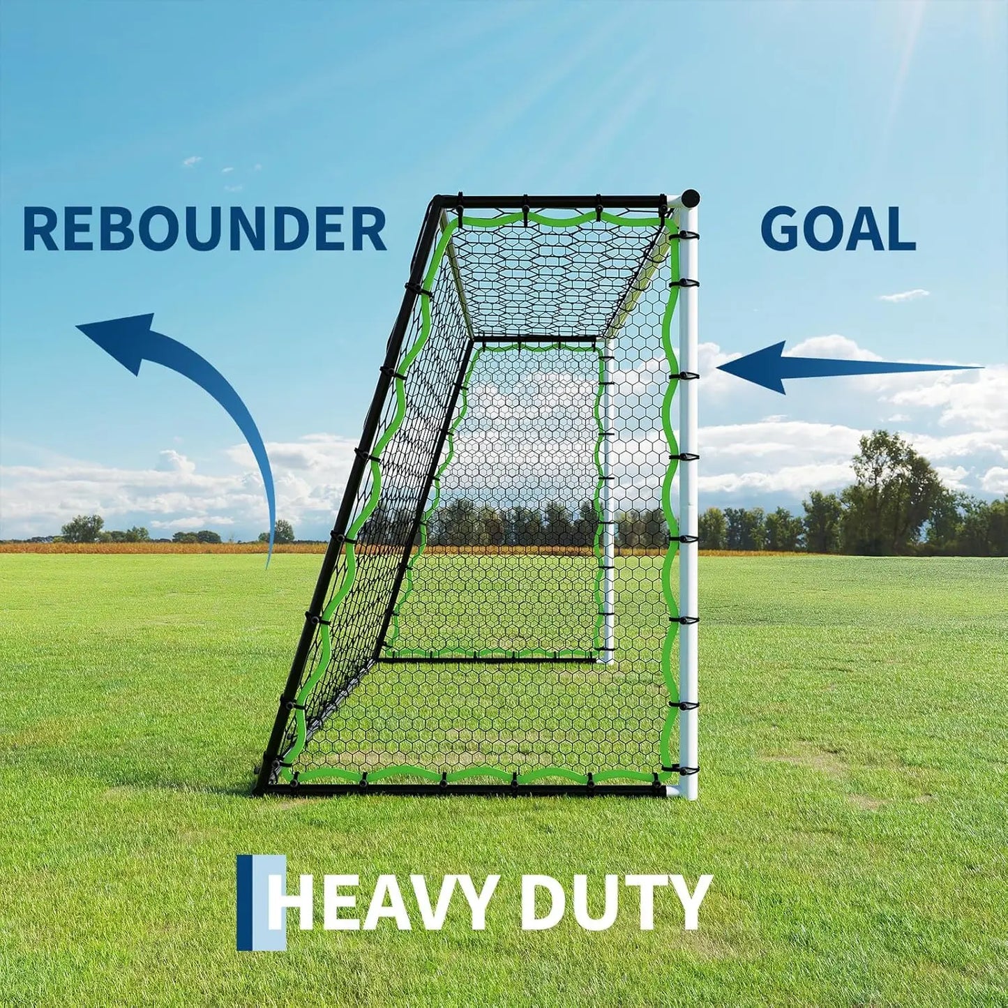 Heavy Duty Portable Soccer Goal With Metal Frame Rebounder Net
