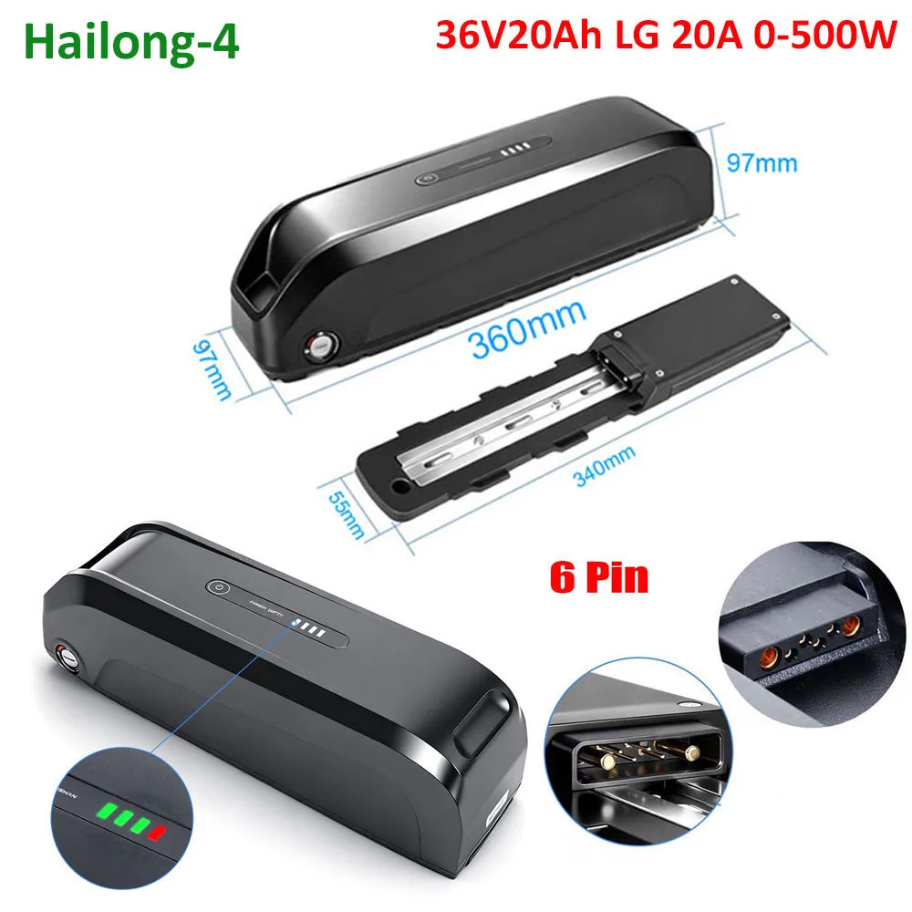 Hailong EBike Battery 36V 48V 52V 20Ah 24Ah Mountain Bicycle 18650 21700 Electric Bateria Pack for Bafang 1000W 750W 500W 250W