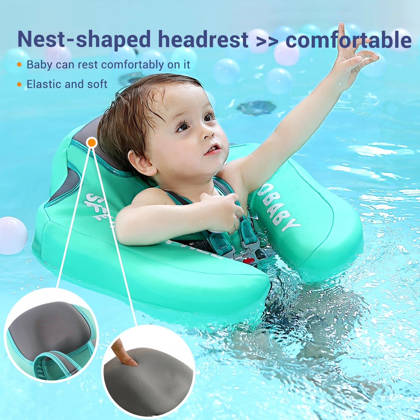 Mambobaby Baby Float With Sunshade Canopy and Crotch Strap