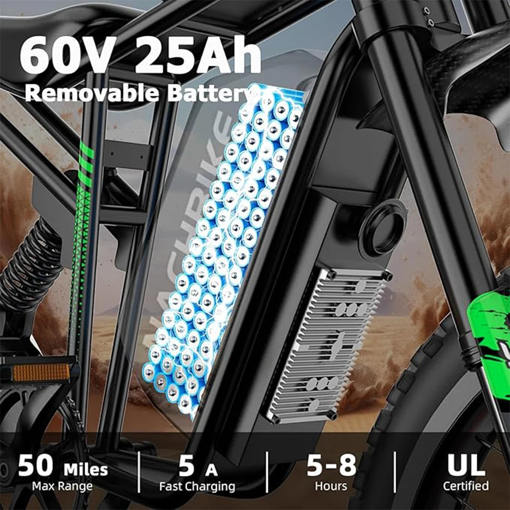 R3 Electric Dirt Bike 6000W 60V 25Ah 50 Mile Range
