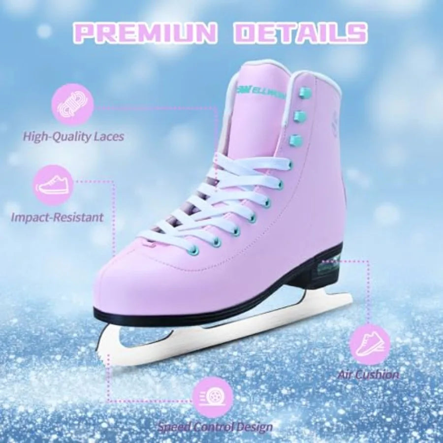 Ice Skates for Women, Adult Figure Skates with Air Cushion, Classic Figure Skating Shoes Size 5 6 7 8 8.5 9 10 10.5 with Velvet
