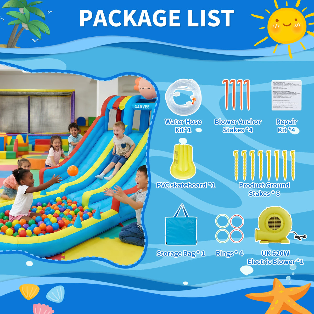 Inflatable Water Park Bouncy Castle With Slides And Climbing Walls