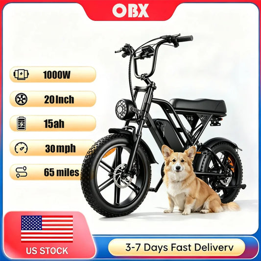 20 Inch Adult E-Bike 1000W Brushless Motor Electric Bicycle 48V15AH Battery Road & Off-road Mountain Ebike