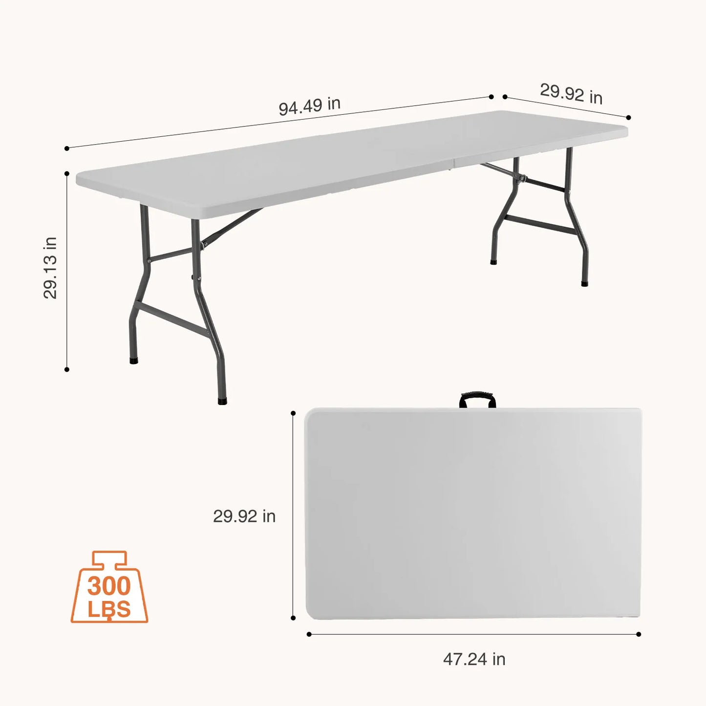 JHK Portable Folding Table Outdoor Indoor Heavy Duty Carrying Handle