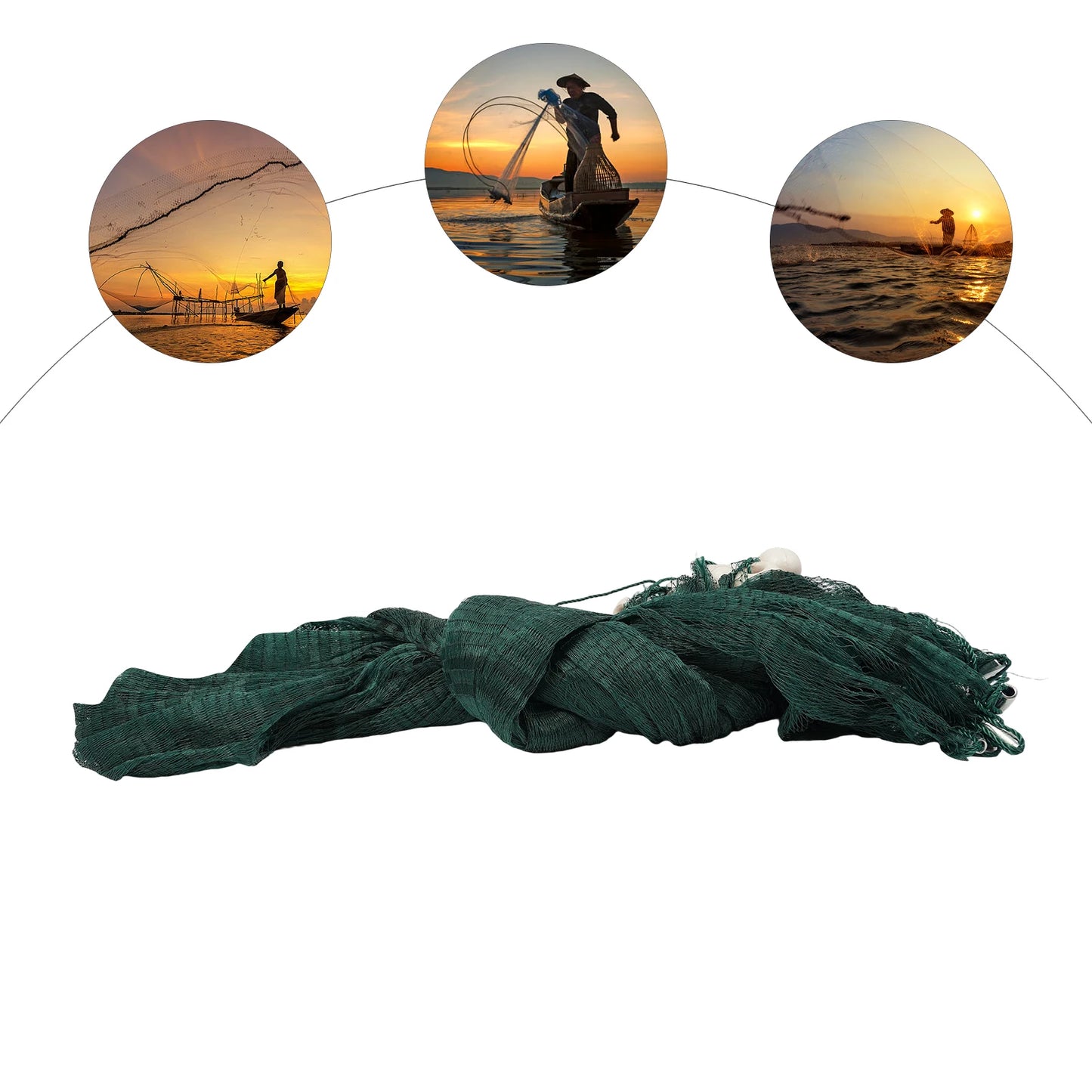 Bymaocar Professional Fishing Drag Net With Secure Floats