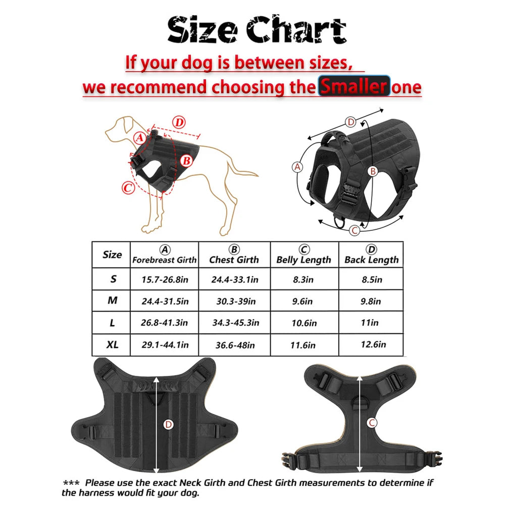 PETRAVELCN Tactical Dog Harness Leash Set for Training