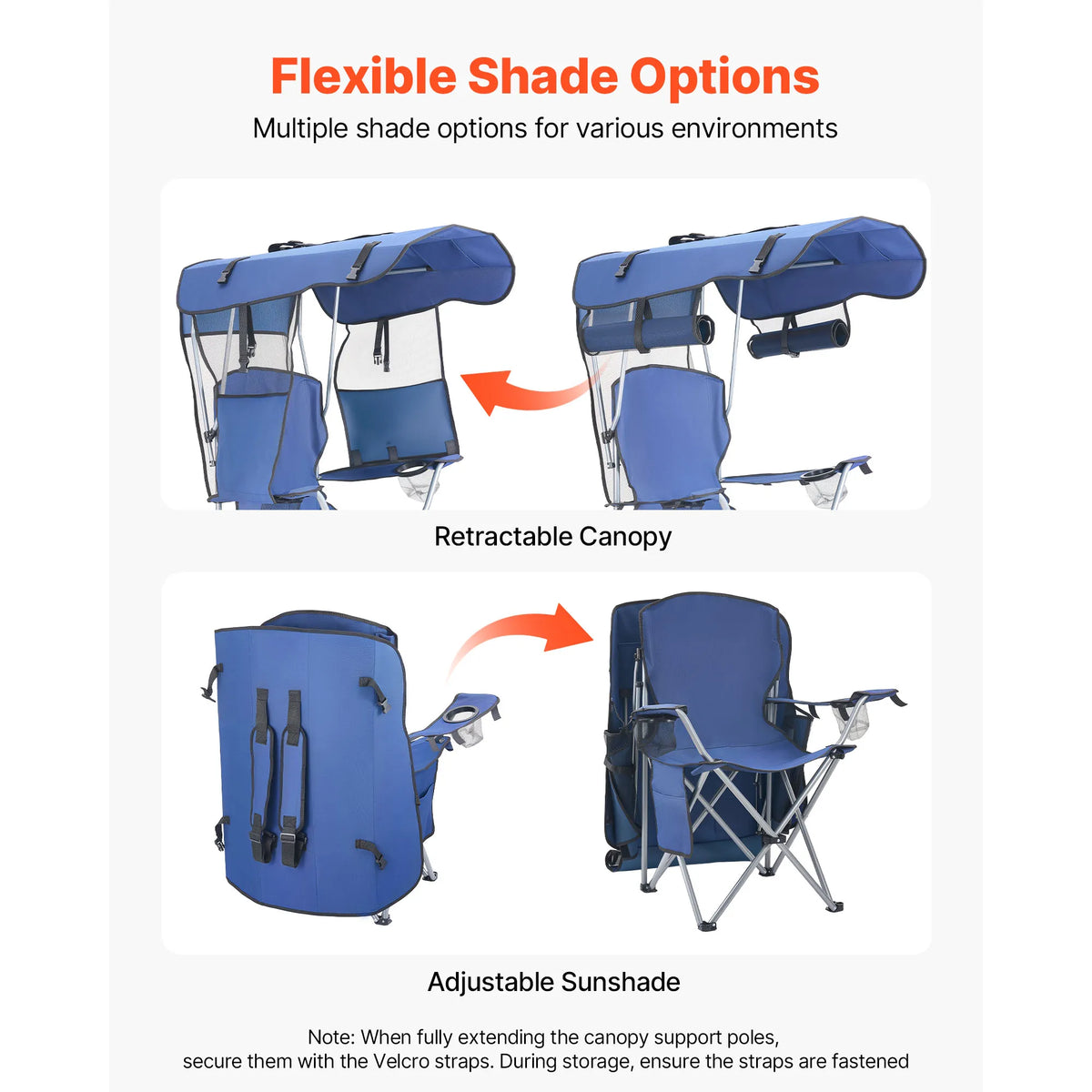SucceBuy Canopy Camping Chair With Cup Holders And Magazine Pocket