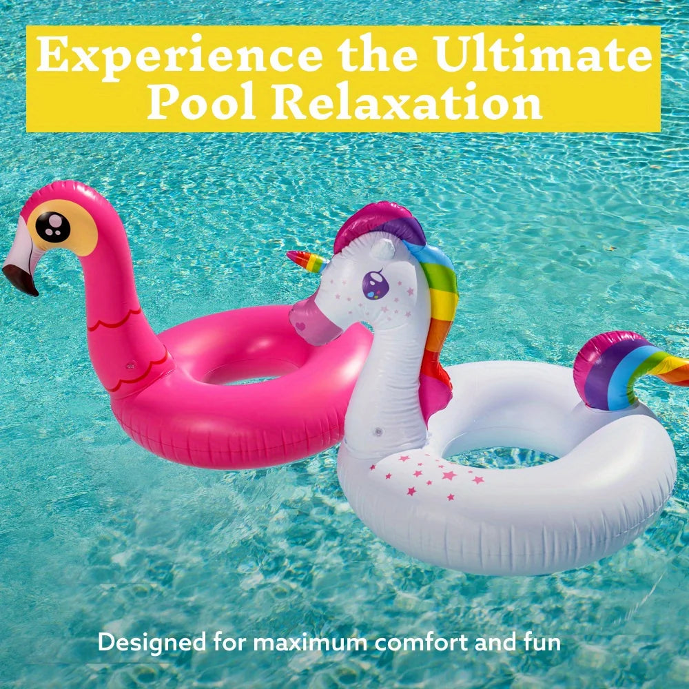 Joyfy 2 Pack Flamingo Unicorn Inflatable Pool Floats For Kids