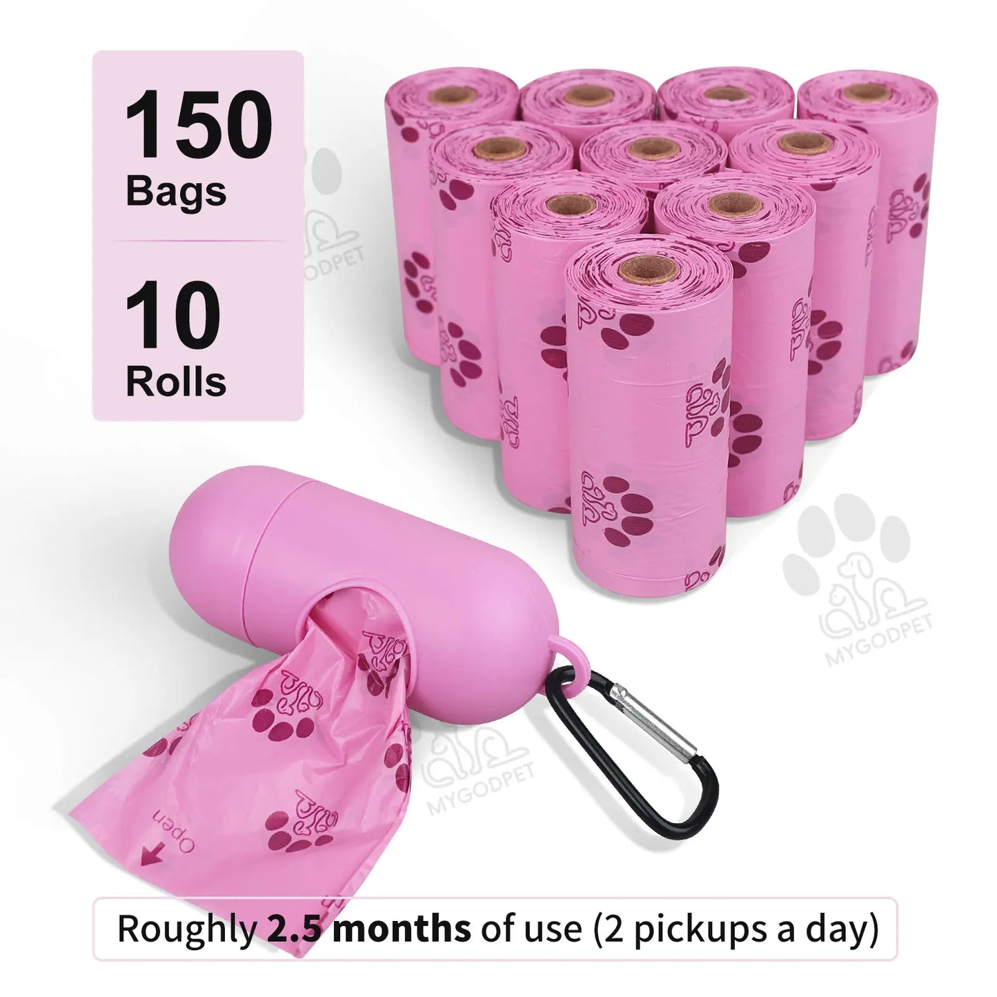 Dog Poop Bags Rolls with Dispenser 150 Count Biodegradable Bags for Dog and Cat Lavender Scented Waste Bag Leak Proof Doggie Poop Bag Doggy Trash Bag