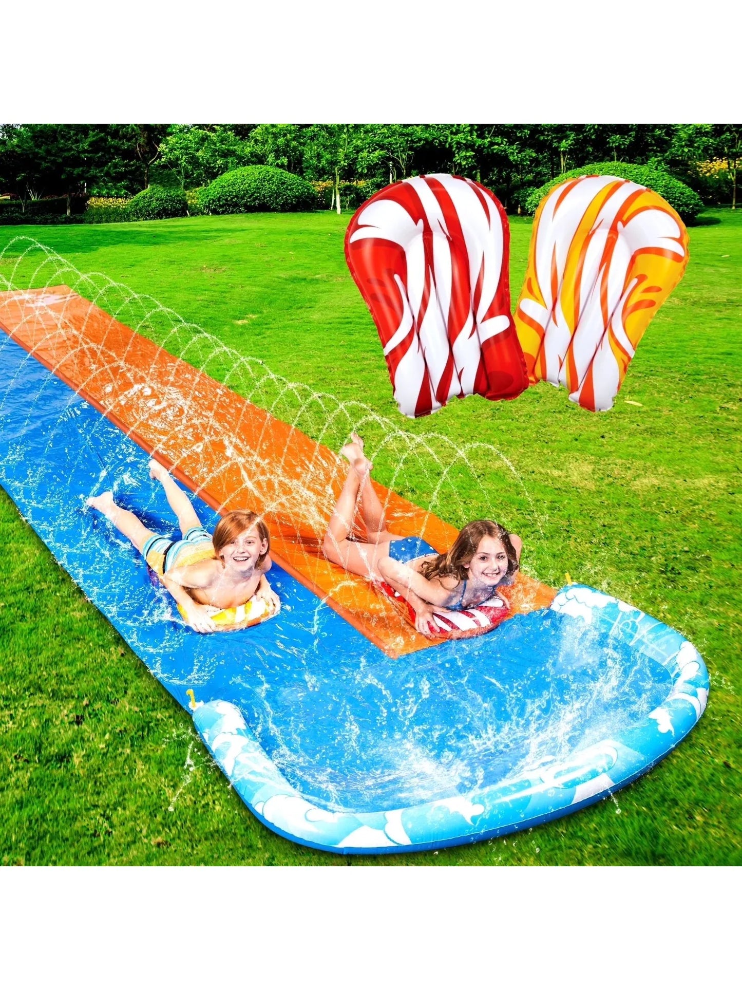 Joyfy Water Slide With Sprinkler And Bodyboards For Outdoor Water Fun
