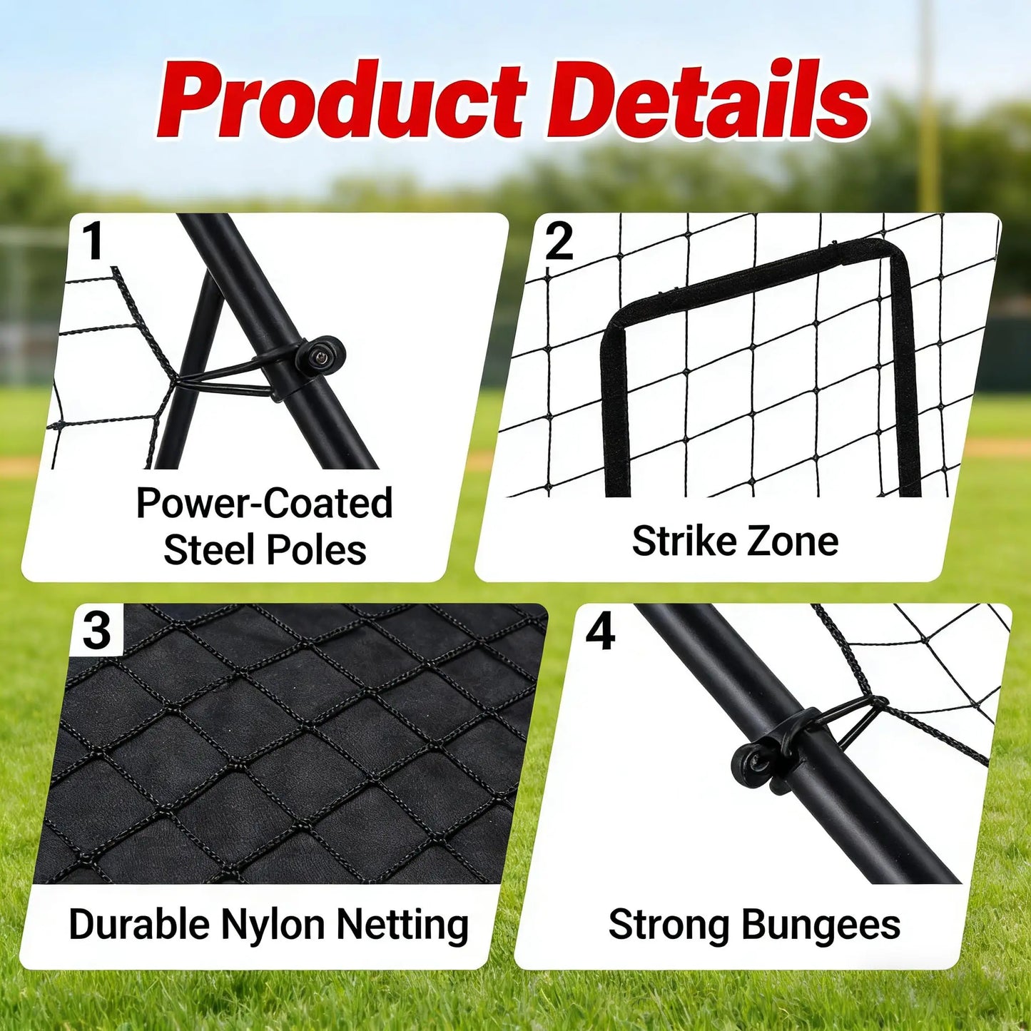 HiMISS Softball Back Net Rebounder With Strike Zone For Practice