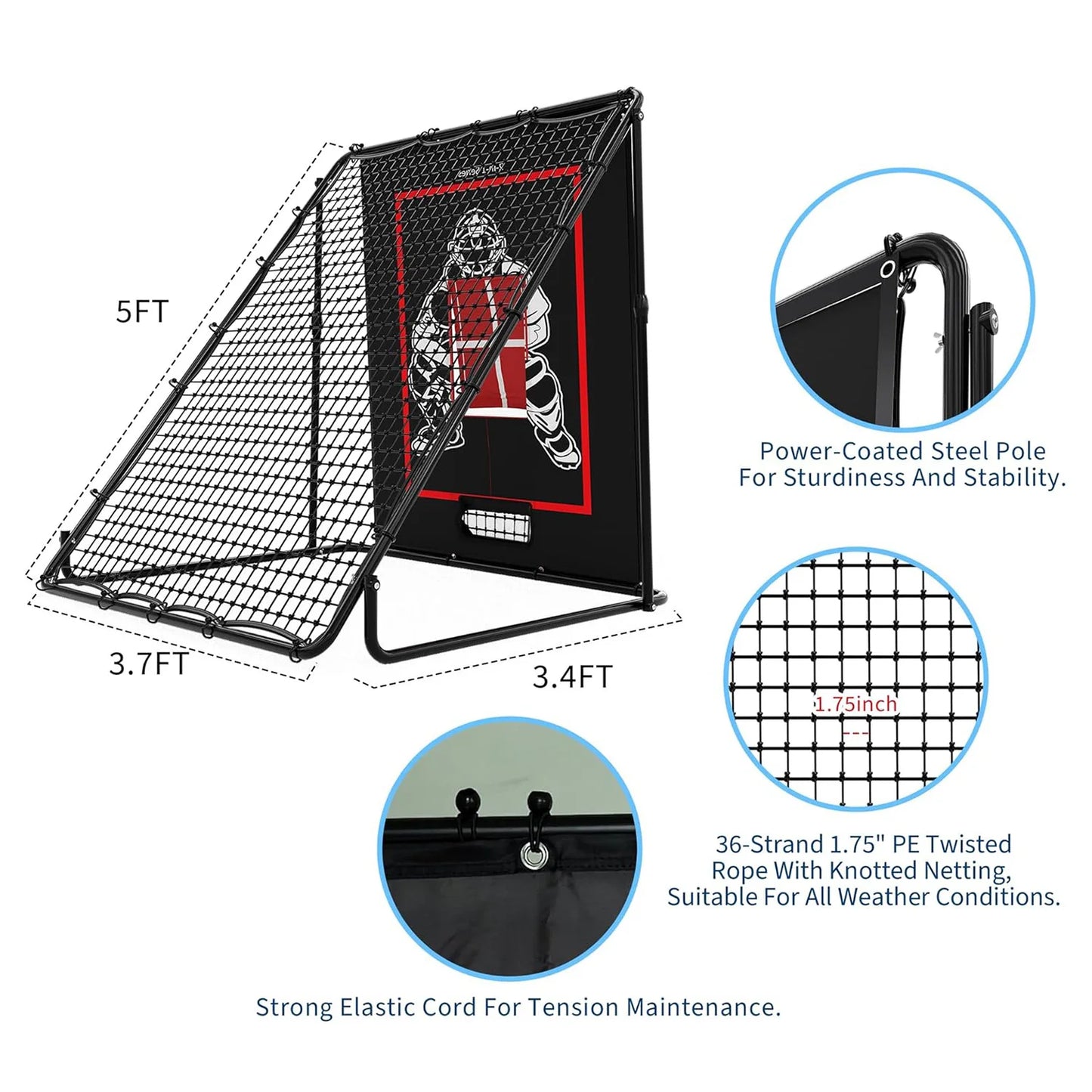 HiMISS Baseball Pitching and Rebounder Net 2 in 1 Trainer