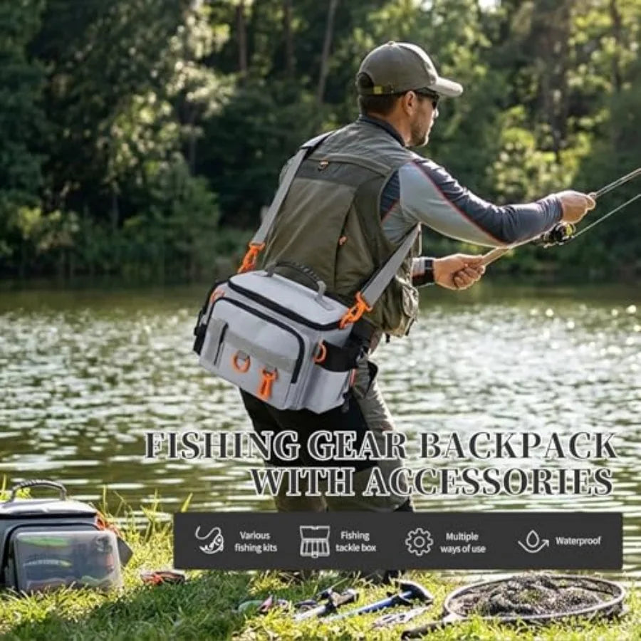 Fishing Tackle Bags With Tackle Box Waterproof Padded Strap 136 Pcs Lures Kit