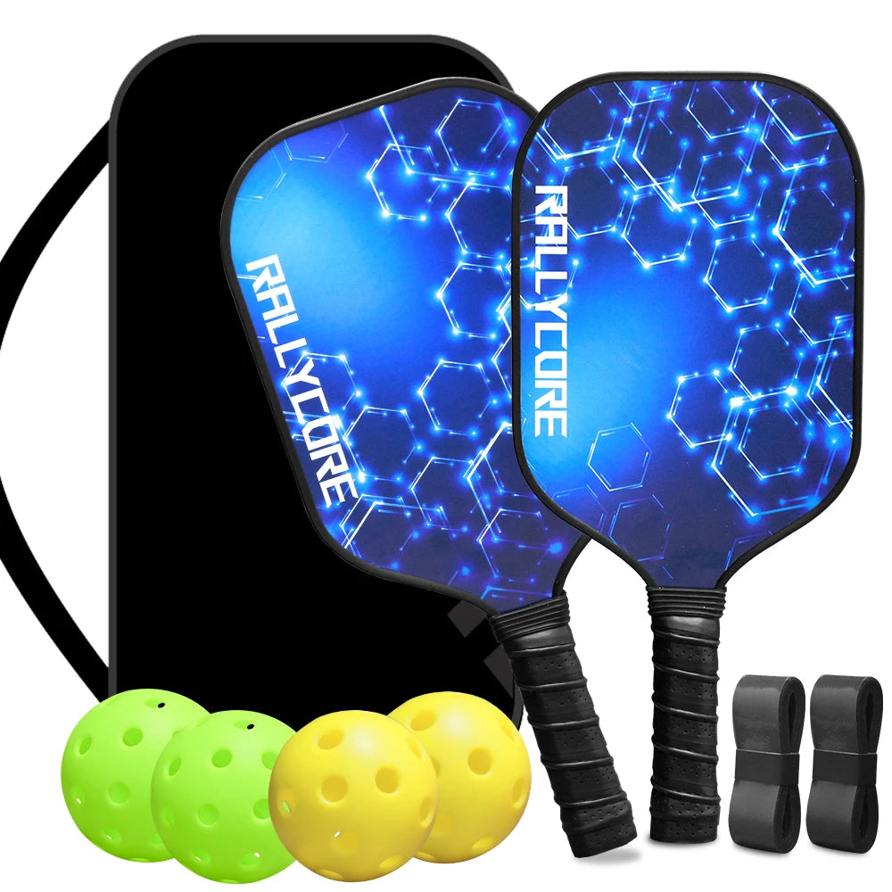Pickleball Paddles Set of 2 with 4 Balls  Carry Bag  Premium Honeycomb Core Paddles for Indoor  Outdoor Play for Adults andYouth