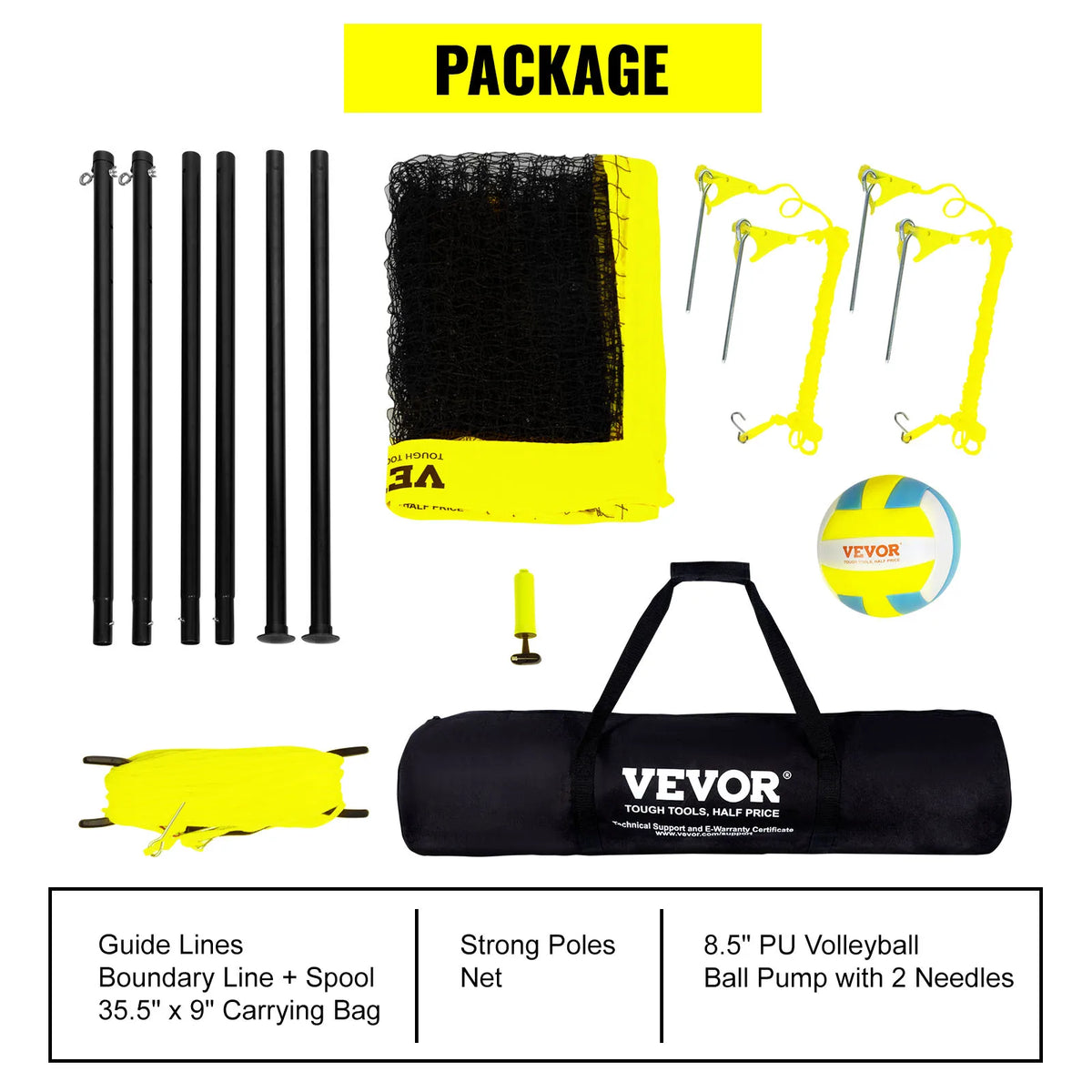 SucceBuy Portable Volleyball Net System With Adjustable Height