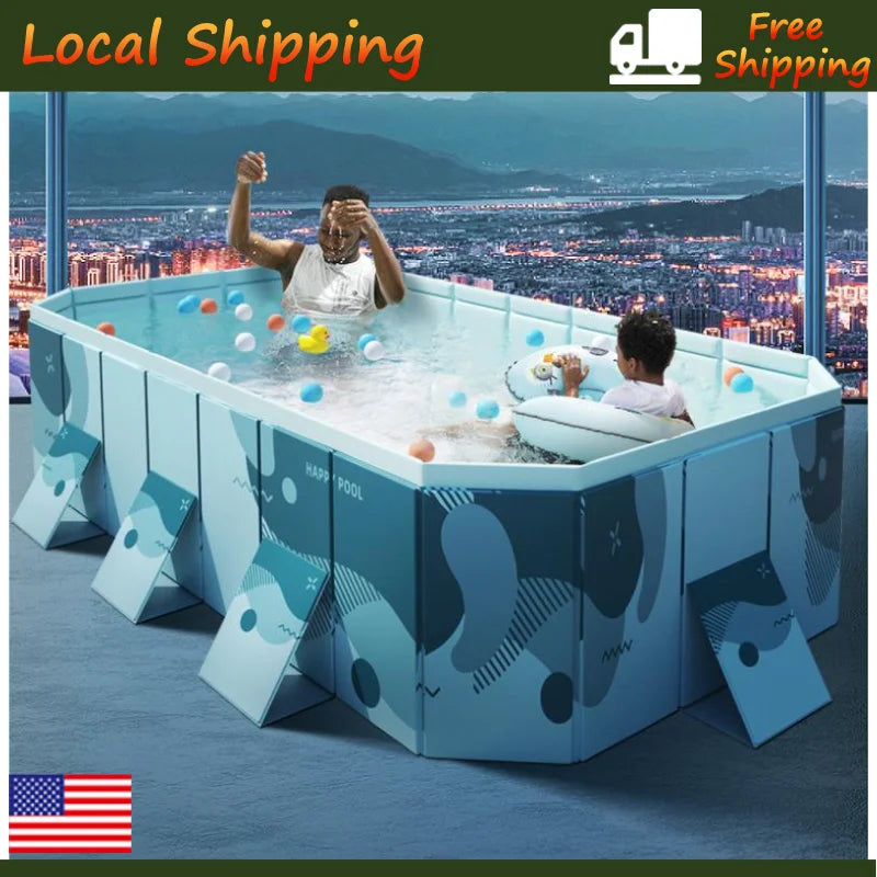 Foldable Rectangular Family Pool For All Ages Above Ground