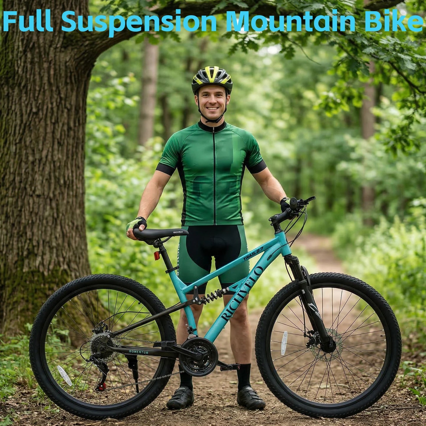 Ecarpat Full Suspension Mountain Bike 21 Speed Dual Disc Brake Steel Frame