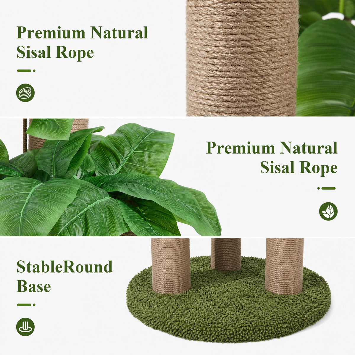 Canna Leaf Cat Scratching Post With Sisal Poles Dangling Toy