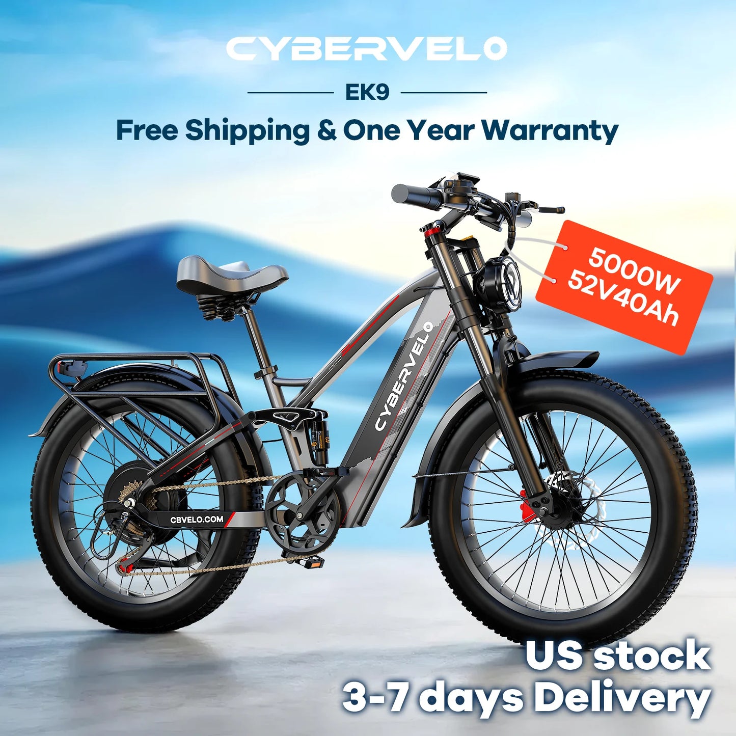Cybervelo All Terrain Fat Tire Electric Commuter Bike