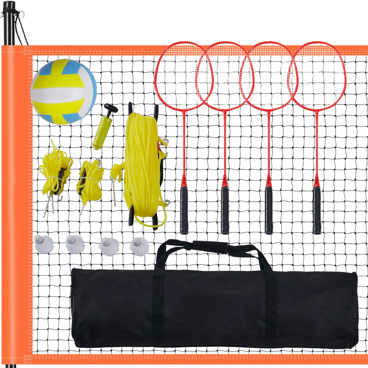 SucceBuy Portable Volleyball And Badminton Net Set With Carrying Bag