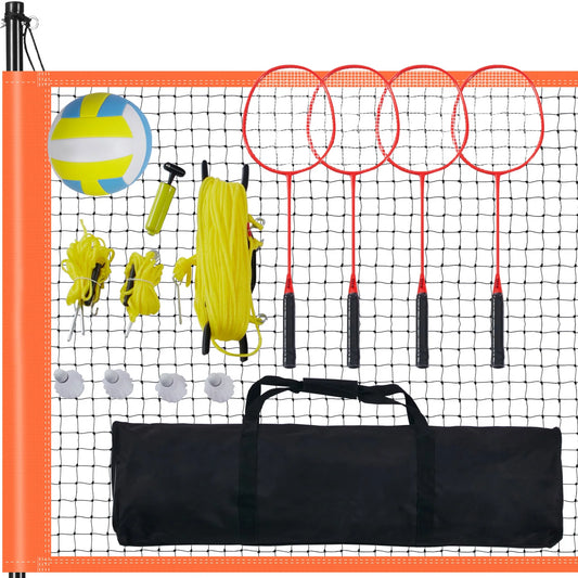 SucceBuy Portable Volleyball And Badminton Net Set With Carrying Bag