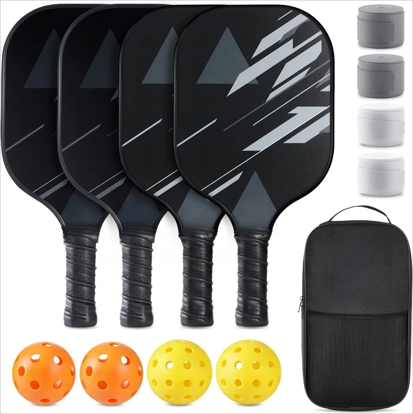 Lightweight Fiberglass Pickleball Paddle Set With Carry Bag
