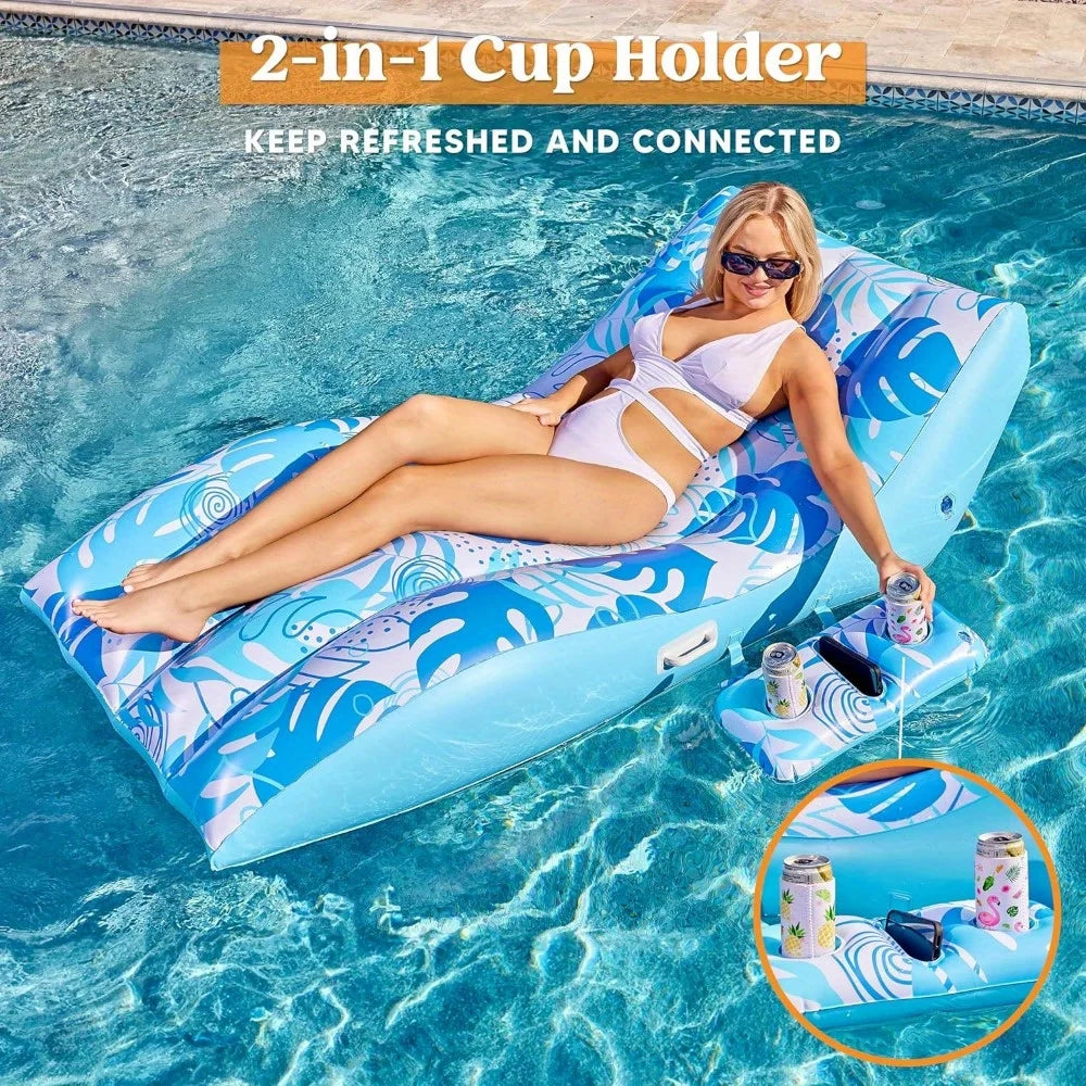 Joyfy Inflatable Pool Lounge Chair With Detachable Cup Holder