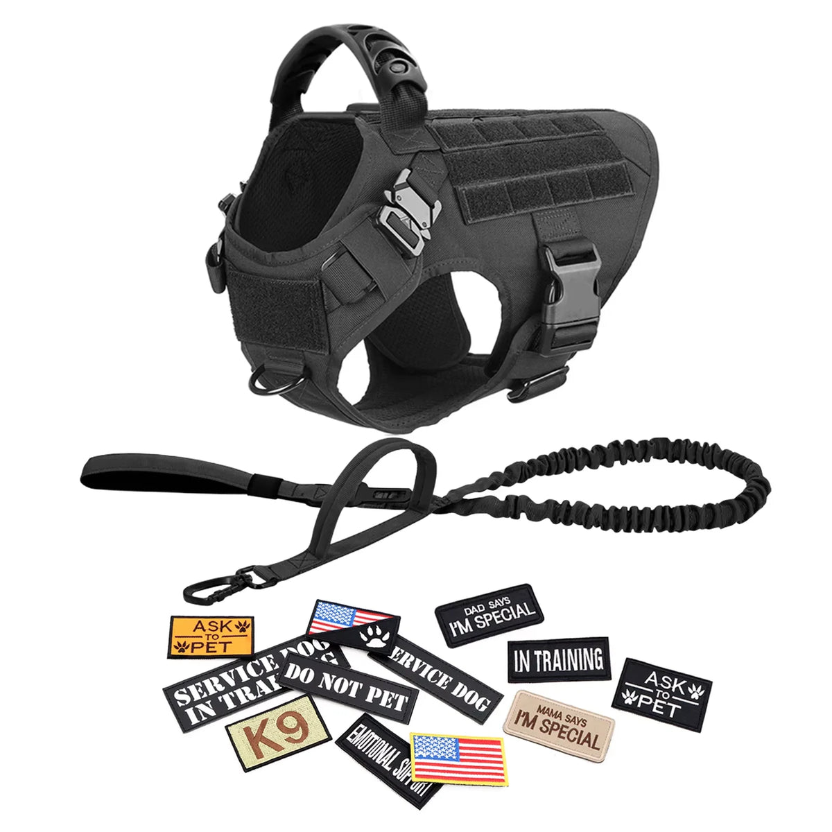 Petravel Tactical Nylon Dog Harness Vest And Leash Set