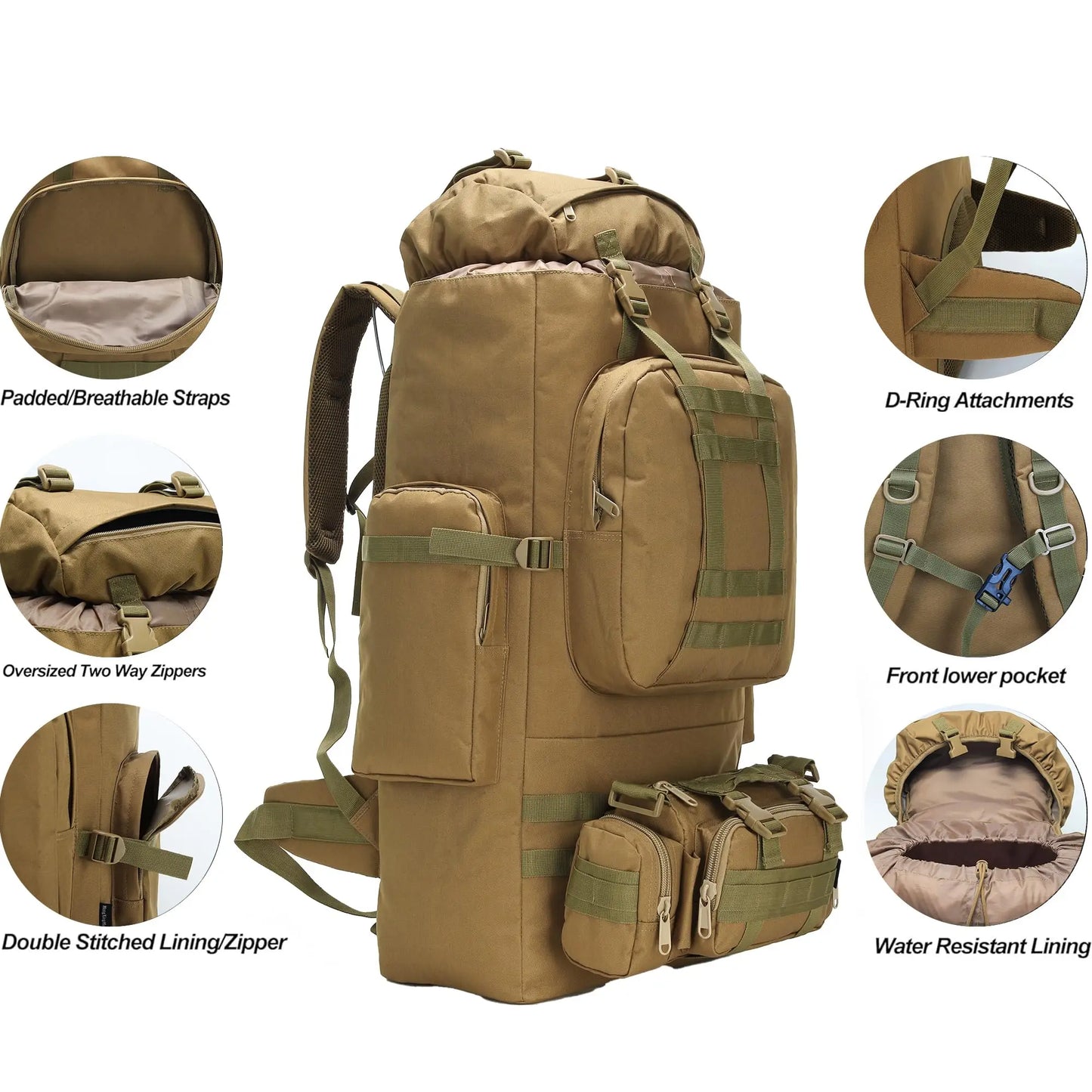 100L Hiking Backpack With Molle System Camping Rucksack For Outdoor Adventure