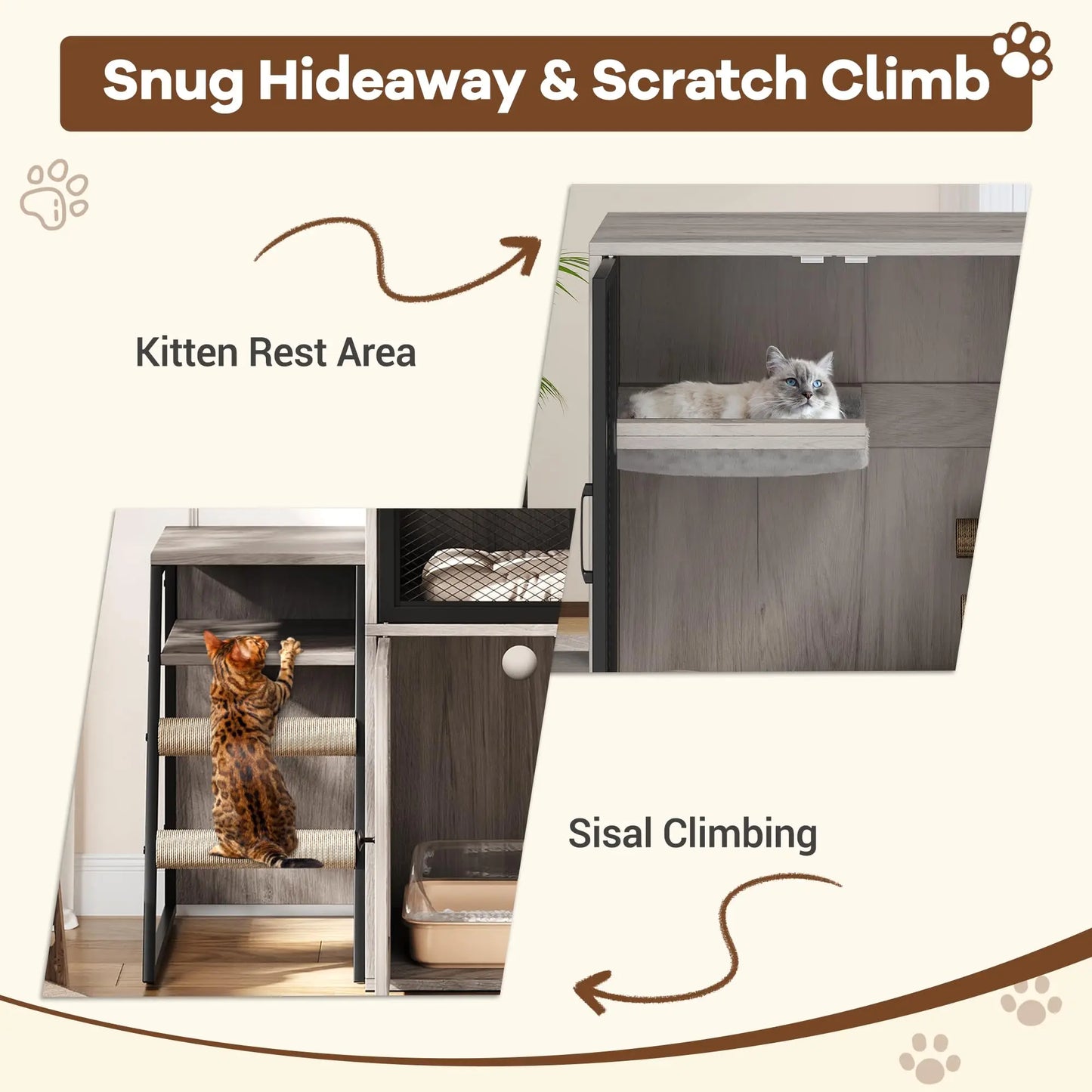 HiMISS CN Multifunctional Cat Litter Box Furniture Enclosed With Doors