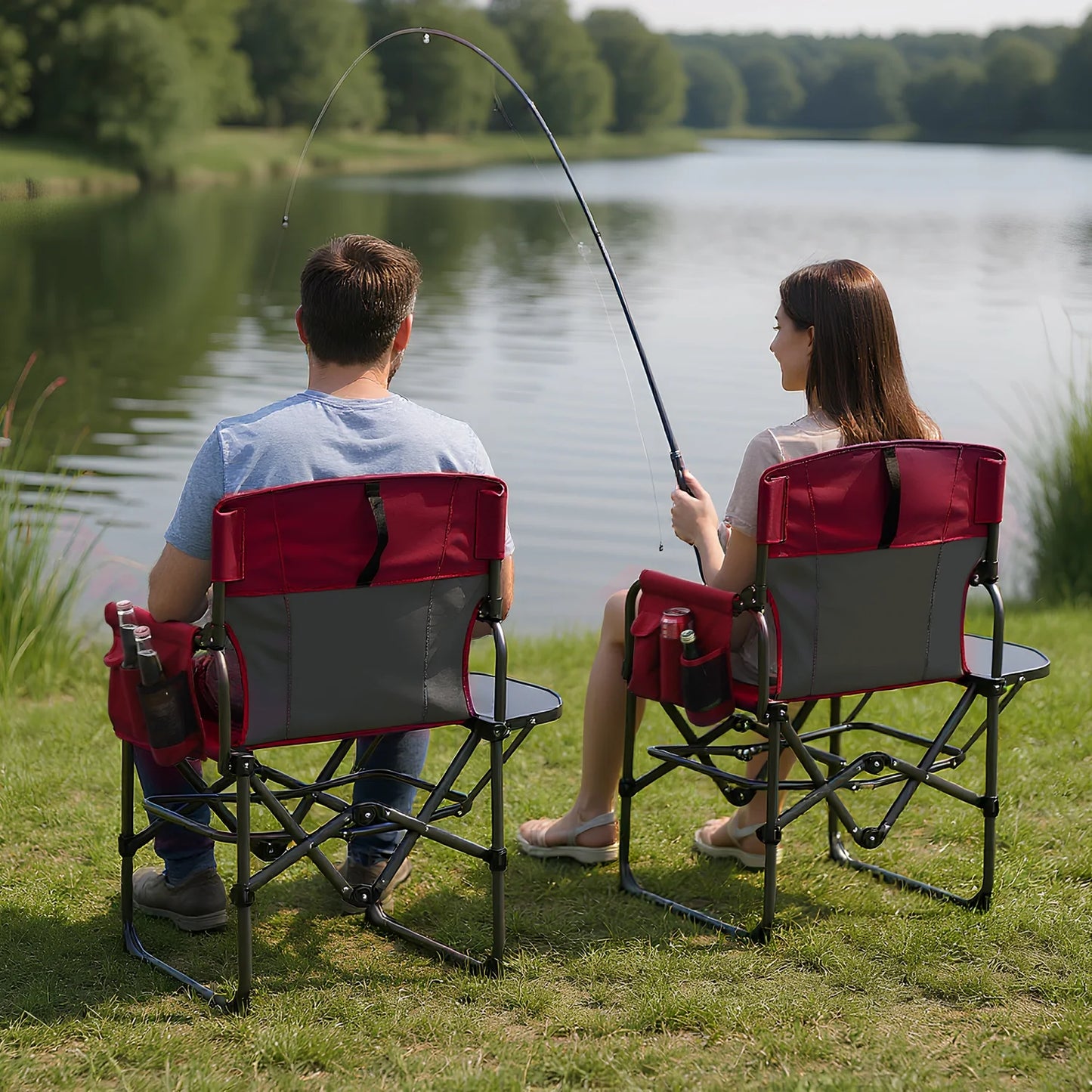 HiMISS Heavy Duty Folding Directors Chair 400 Lb Capacity Cupholder