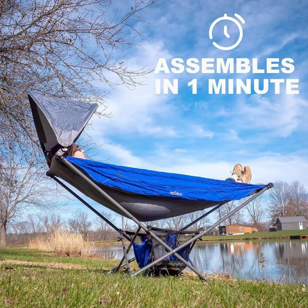 Portable Hammock With Stand For Outdoor Use And Backyard