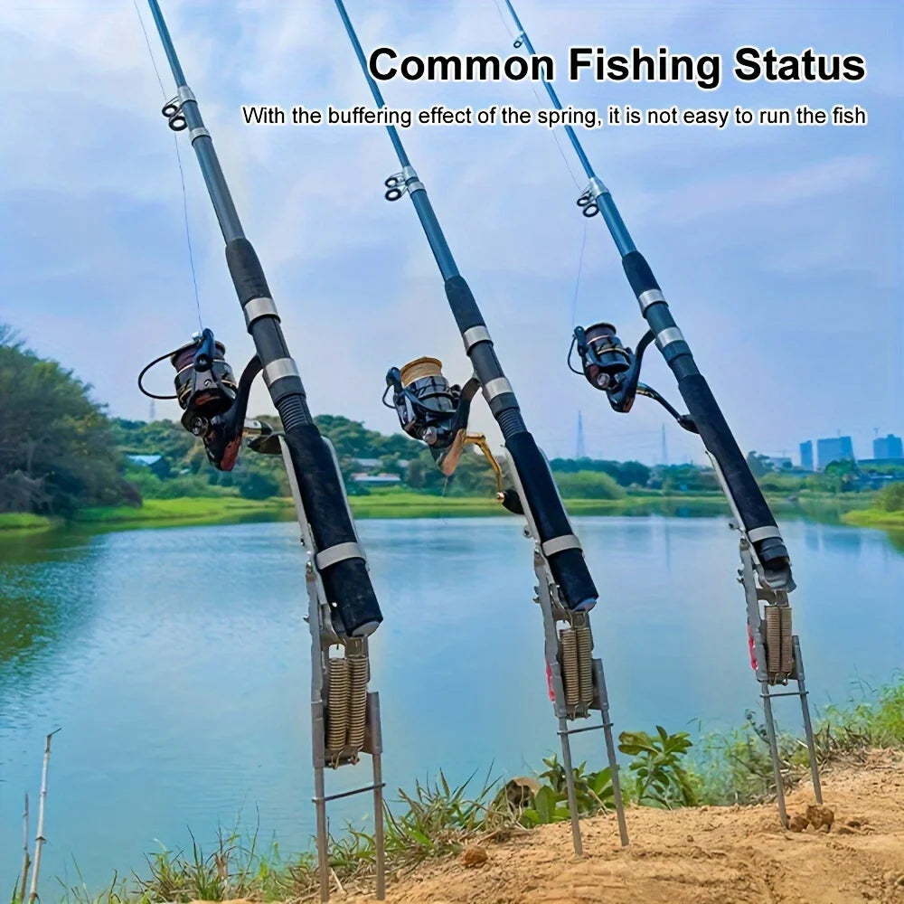 Automatic Spring Fishing Rod Holder Adjustable Folding Stainless Steel
