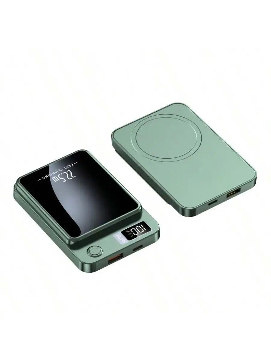 Portable Magnetic Charger 10000mAh Wireless Power Bank Qi MagSafe LED Display