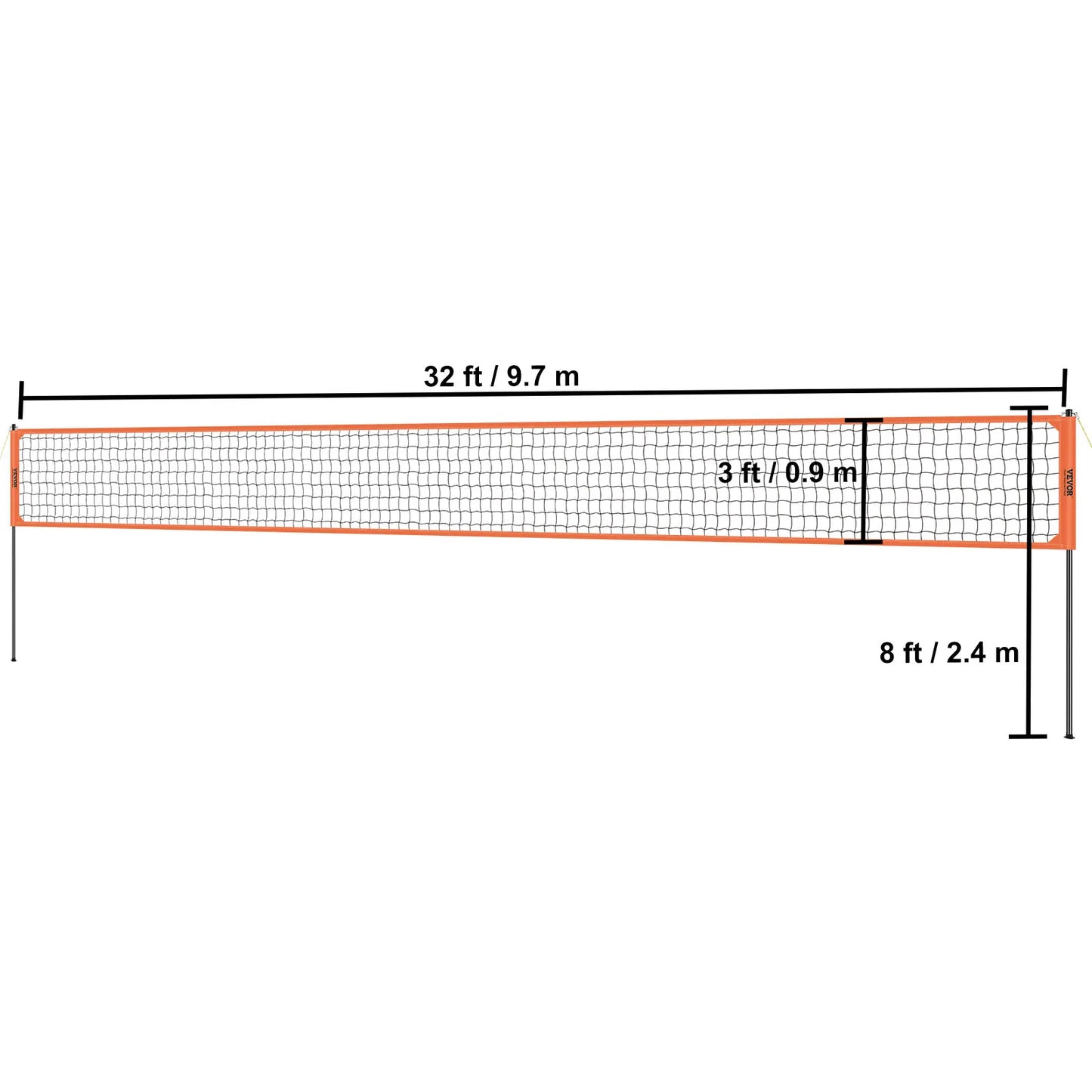 SucceBuy Outdoor Volleyball Net System With Adjustable Height Poles And PVC Pump